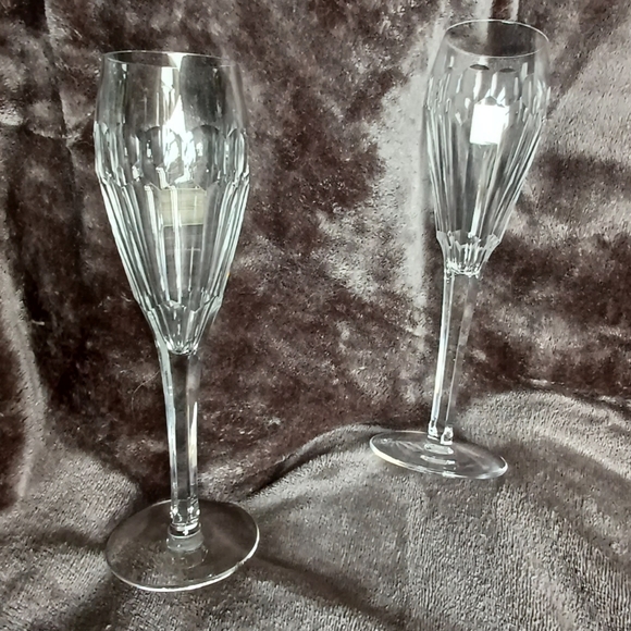 EUC Waterford CLARA Pattern Crystal Champagne Flutes - Set of 2 - Picture 5 of 10